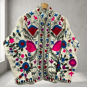 Veste en toile de coton respirante pour femmes, faite à la main, automne/hiver, avec motif floral, style robe et design - Product Image 2