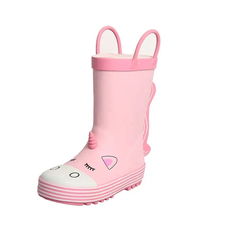 Licorne rose dessin animé fille bottes de pluie en caoutchouc portable chaud enfant en bas âge chaussures de pluie imperméable bottes de pluie pour enfants