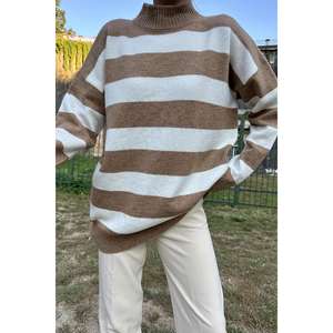 เสื้อสเวตเตอร์ถักลายคาเมลสำหรับผู้หญิง แขนยาว สวมใส่สบาย ไม่เป็นขุย อุ่นสบายสำหรับฤดูหนาว - Product Image 2