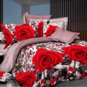 Giá rẻ Red Rose in 3D hoa bộ đồ giường gối Duvet cover 4 Mảnh tấm ga trải giường sợi nhỏ Bộ - Product Image 4