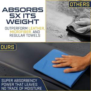 Serviette en <span class=keywords><strong>chamois</strong></span> de qualité supérieure pour voitures - Ultra-douce, sans peluches - Serviette de séchage pour voiture durable et réutilisable - Product Image 3