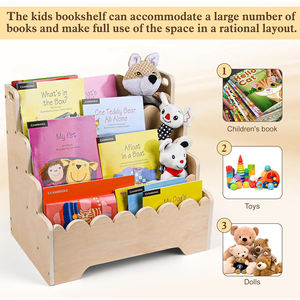 Estantería de Madera para Niños de 4 Niveles, Estantería para <span class=keywords><strong>Libros</strong></span> con Diseño Festoneado, Librería Montessori para Dormitorio o Sala de Juegos - Product Image 5
