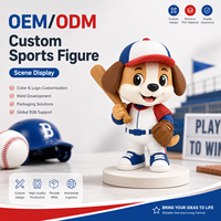 Figurine PVC personnalisée OEM ODM, Mascotte chien de baseball, Jouet, Poupée en plastique, Statue d'athlète de collection, Modèle de chiot