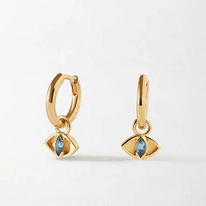 Pendentif en argent sterling 925 Bohème, topaze bleue, mauvais œil, créole - Product Image 1