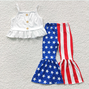 Children Sibling Baby Girls 4th Of July Bell Pants Outfits <b>Clothes</b> Sets - Product Image 5