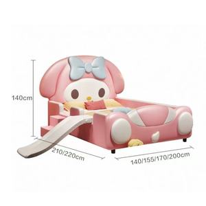 Letto per bambini JINS a tema <span class=keywords><strong>My</strong></span> Melody con scivolo, letto imbottito rosa da principessa per cameretta delle bambine - Product Image 3