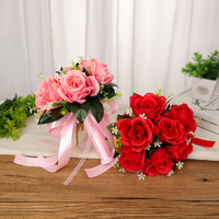 Bouquet de Mariage Créatif Style Occidental pour Demoiselles d'Honneur – Bouquet de Roses Artificielles de Couleurs Variées – Nouveau Petit Bouquet de Mariée Forestier