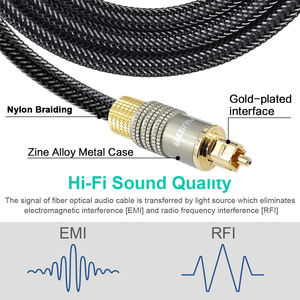Câble audio numérique Toslink à <span class=keywords><strong>fibre</strong></span> <span class=keywords><strong>optique</strong></span> de qualité sonore Hi-Fi, boîtier en alliage de zinc, câble audio Toslink plaqué or - Product Image 4