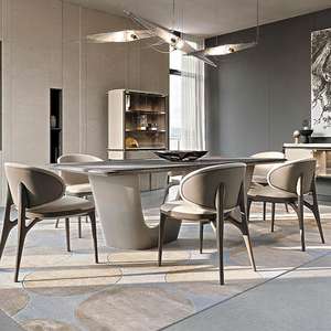 Tavolo da Pranzo di Lusso Italiano <span class=keywords><strong>in</strong></span> Marmo, Design Moderno, Ecologico, Fatto a Mano, Arredamento di Alta Gamma <span class=keywords><strong>in</strong></span> <span class=keywords><strong>Legno</strong></span> Massello per Villa e Casa - Product Image 2