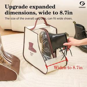 حقيبة أحذية محمولة مقاومة للماء مصنوعة من البي في سي مع حزام سحب ومقبض متين للسفر والتخزين - Product Image 3