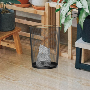 Logotipo personalizado Sustentável Paper Waste <span class=keywords><strong>Basket</strong></span> Lixo De Armazenamento De Lixo Pode Wire Mesh Escritório Waste Bin Tampa PP Bag Mesh <span class=keywords><strong>Metal</strong></span> Bin - Product Image 6