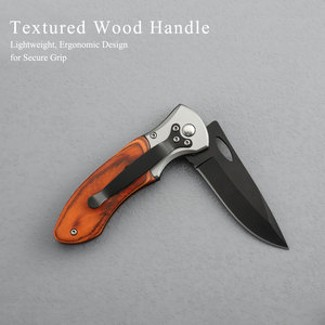 Dao gấp bỏ túi ngoài trời chuyên nghiệp, tùy chỉnh, cán gỗ, thép không gỉ 3cr13, OEM - Product Image 5