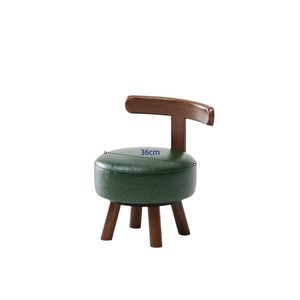Petit tabouret avec dossier en bois massif, chaise de salon ronde rotative multifonctionnelle pour enfants, adultes et personnes âgées - Product Image 2