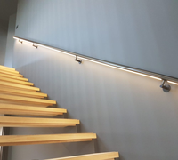 Rampe murale moderne en acier inoxydable pour escaliers avec éclairage LED