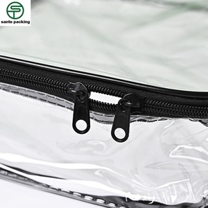 PVC Stand up Cosmetic Bag Travel Wash Bag Custom Logo Zipper Waterproof Makeup Pouches for Lotion and Face Mask - Product Image 3