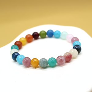 Ottimizzato braccialetto di pietra grezza naturale Duobaozhu agata colorata ametista acquamarina alla moda gioielli di perline - Product Image 1