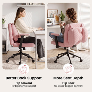 Chaise de bureau ergonomique inclinable en tissu chenille, pivotante, réglable en hauteur, fonction d'inclinaison, pour salon - Product Image 5