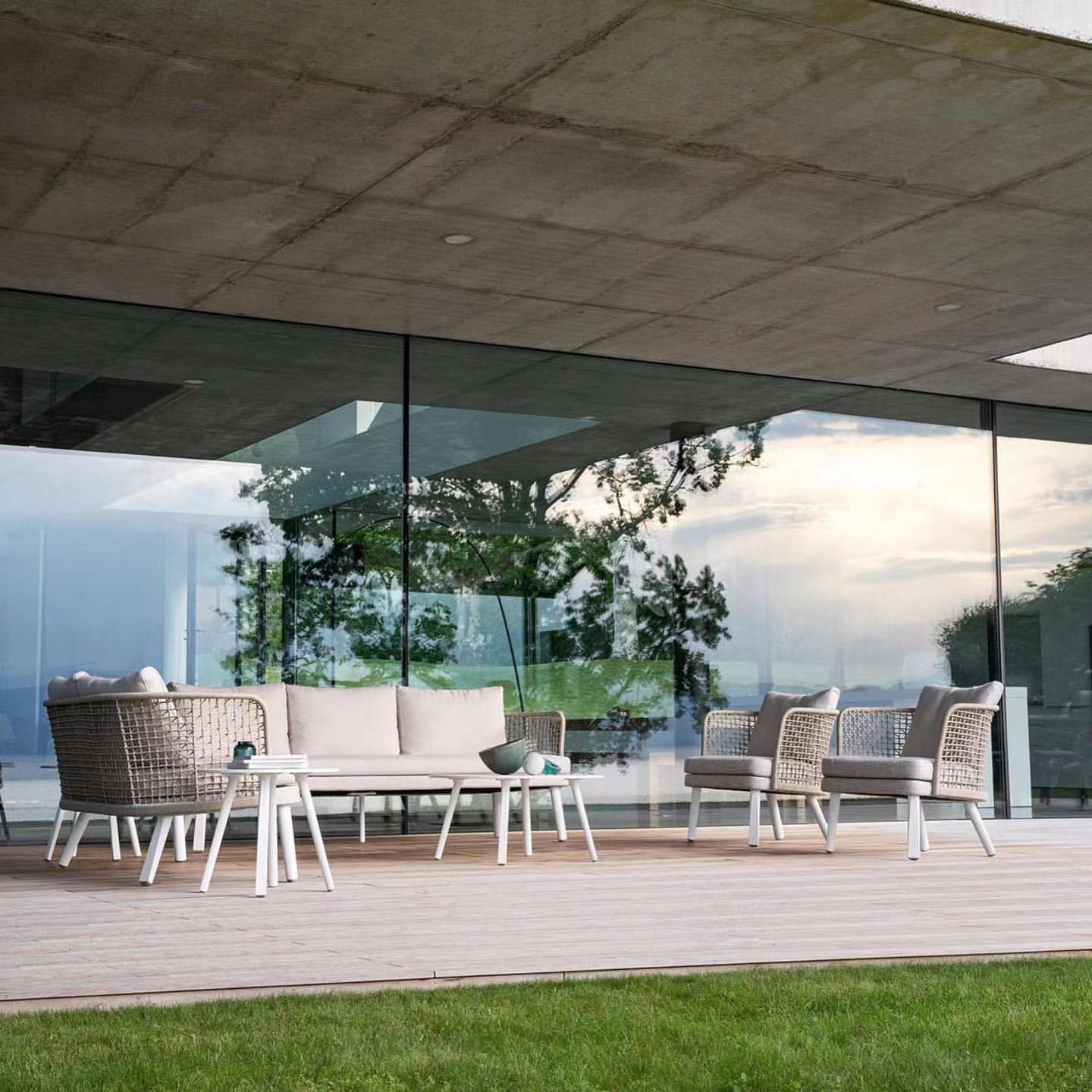 Patio outdoor sofa set garden aluminum frame sofa rope sofa set