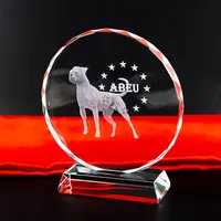 2020 guangzhou All'ingrosso k9 in bianco di cristallo di vetro trofei personalizzato 3d laser inciso foto del cane di Cristallo trofeo premio