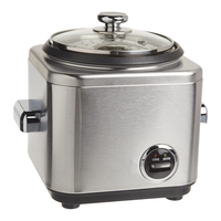 Cuiseur à riz électrique 1,5 L en acier inoxydable avec couvercle en verre, fonction cuisson automatique et maintien au chaud, mini cuiseur vapeur avec grille pour hôtels et usage domestique