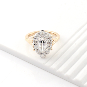 Bague de fiançailles en or jaune massif 14 carats de haute qualité <span class=keywords><strong>Provence</strong></span> avec moissanite VVS pour femme, taille poire 10*5mm couleur D, sertissage en barrette - Product Image 4
