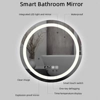Miroir intelligent moderne rond à écran tactile pour salle de bain avec miroir à lumière LED
