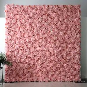 Свадебный сценический цветочный Настенный декор высокого качества розовый цветок розы настенная занавеска коврик скатывающаяся Ткань шелковая Цветочная стена