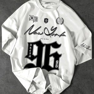 Camiseta de Manga Corta para Hombre, Casual, 100% Algodón, Tejido de Punto, Estilo Vintage Hell Star 1.1, Estampada, Corte Holgado, 260 Gramos - Product Image 1