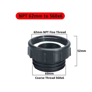 Adaptateur de vidange de réservoir d'eau NPT 62 mm vers S60 x 6 pour tuyau d'arrosage, raccord mâle IBC, convertisseur d'eau de pluie, raccord pour bac à eau - Product Image 2