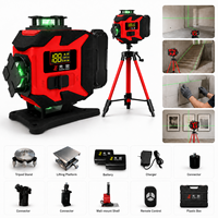 Niveau laser vert 4D 16 lignes à écran numérique avec télécommande et auto-nivellement 360° - Offre Spéciale °   Avec accessoires complets pour la pose de revêtements de sol