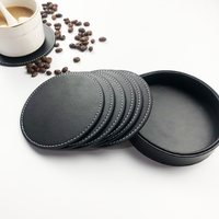 Sublimation personnalisée véritable vierge ronde personnalisée en cuir véritable PU porte-gobelet à thé sous-verre ensemble de tapis pour boissons