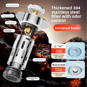 Bonde de <span class=keywords><strong>lavabo</strong></span> escamotable anti-fuite avec filtre anti-odeur en acier inoxydable et cœur en cuivre pour baignoire, hôtel, luxe léger - Product Image 1