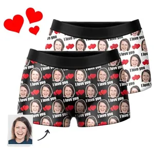 Calzoncillos bóxer personalizados con estampado facial por sublimación, blancos, de poliéster para hombre, para dropshipping - Product Image 1