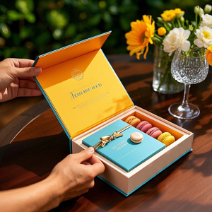 Thân thiện với môi tùy chỉnh logo dập nổi có thể tái chế đóng cửa từ Macaron bao bì hộp cứng cho Macarons - Product Image 2