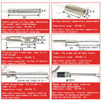 K-type Thermocouple Probe Screw Type Transmission Pt100 Temperature Sensor Platinum Thermistor Three Wire Temperature Probe OEM