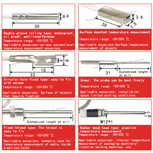 K-type thermokoppel sonde schroeftype transmissie <span class=keywords><strong>Pt100</strong></span> temperatuursensor platina thermistor driedraads temperatuursonde OEM - Product Image 4