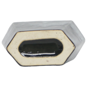 Vaso in ceramica a forma geometrica sfaccettata con smalto nero, vaso decorativo per fiori da soggiorno e camera da letto. - Product Image 5