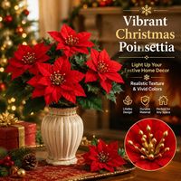 Bunga Poinsettia Natal Buatan untuk Dekorasi Liburan di Beranda Rumah, Taman, Dalam & Luar Ruangan