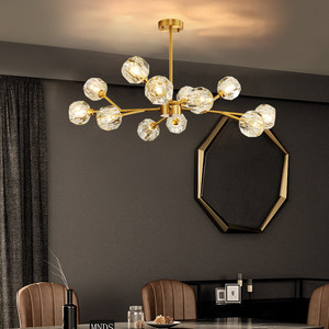 Modern Minimalist Elegant Copper Crystal <b>Chandelier</b> Postmodern Luxury Light Fixture for <b>Living</b> <b>Room</b> Dining <b>Room</b> Bedroom - Product Image 1