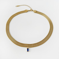 CZ large plat maille chaîne collier élégant 18K plaqué or coloré Zircon cubique pendentif collier pour les femmes