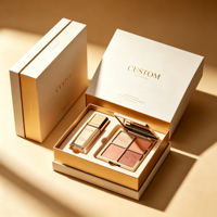 Boîte cadeau de luxe haut de gamme personnalisée pour poudre libre avec couvercle, logo en feuille d'or, insert en velours, emballage cosmétique écologique