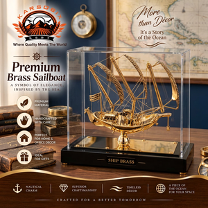 Handcrafted Brass Sailboat <b>Nautical</b> Decorative Model Maritime Sculpture For Tabletop Home Office Coastal <b>Decor</b> And Gift - Product Image 2