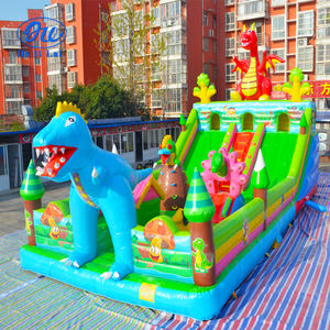 Modèle de trampoline gonflable commercial dinosaure le plus vendu avec toboggan intégré, en PVC, certifié CE 24-26 - Product Image 3