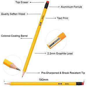 ดินสอกราไฟต์คุณภาพสูง โลโก้และบรรจุภัณฑ์แบบกำหนดเอง ดินสอมองโกล ตัวดินสอสีเหลือง HB2 ดินสอกราไฟต์แบบแท่ง จำนวนมาก - Product Image 6