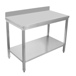 <b>Stainless</b> <b>Steel</b> Square Tube Worktable with Adjustable Height, Backsplash & Undershelf | Commercial Kitchen Food Prep <b>Workbench</b> - Product Image 1