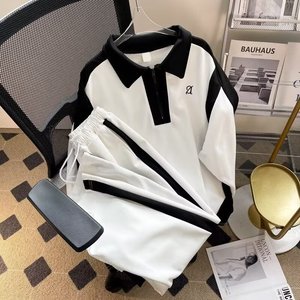 Supporto per la personalizzazione di un articolo con blocco colore sportivo a maniche lunghe <span class=keywords><strong>Polo</strong></span> da uomo ampio Set di due pezzi di marca alla moda - Product Image 5