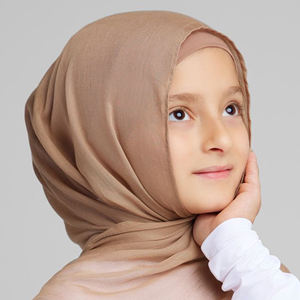 新款奢华轻质柔软儿童少女莫代尔头巾素色实心编织莫代尔头巾围巾小尺寸 - Product Image 2