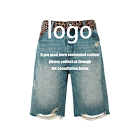 Shorts cargo amples pour hommes à imprimé léopard, effet fourrure, avec empiècements et bords bruts, pour hommes et femmes