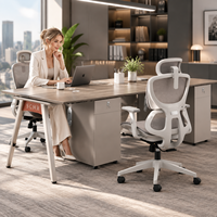 Poste de travail moderne pour 2 personnes avec meuble mobile et chaise de bureau ergonomique en maille pour projets - Usine de Foshan