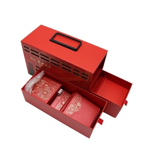 Recyclable Cardboard Box for Holiday Gifts with Handles (paper Slide Drawer), Glossy and Matte Laminated Embossed Design - Product Image 1